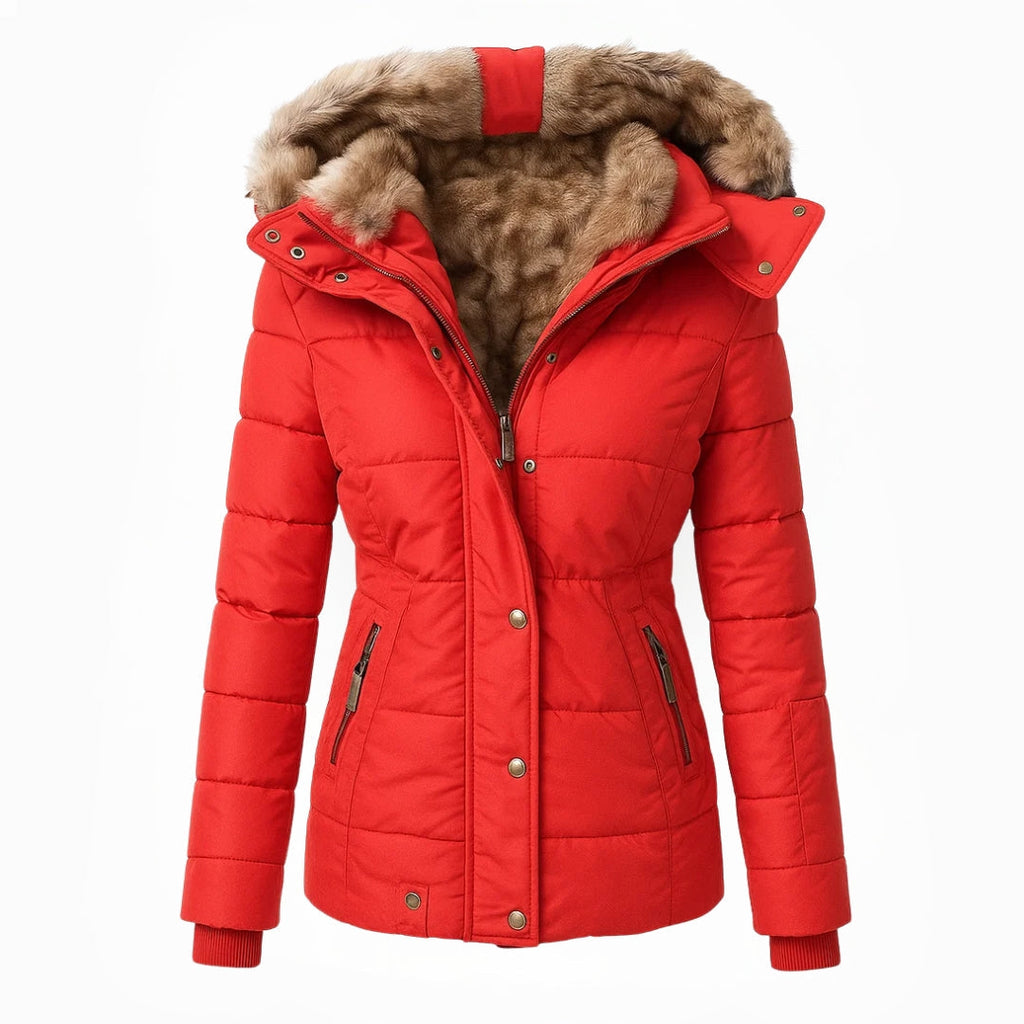 Lena – Gefütterte Winterjacke mit Fellkapuze im modernen Damen-Look