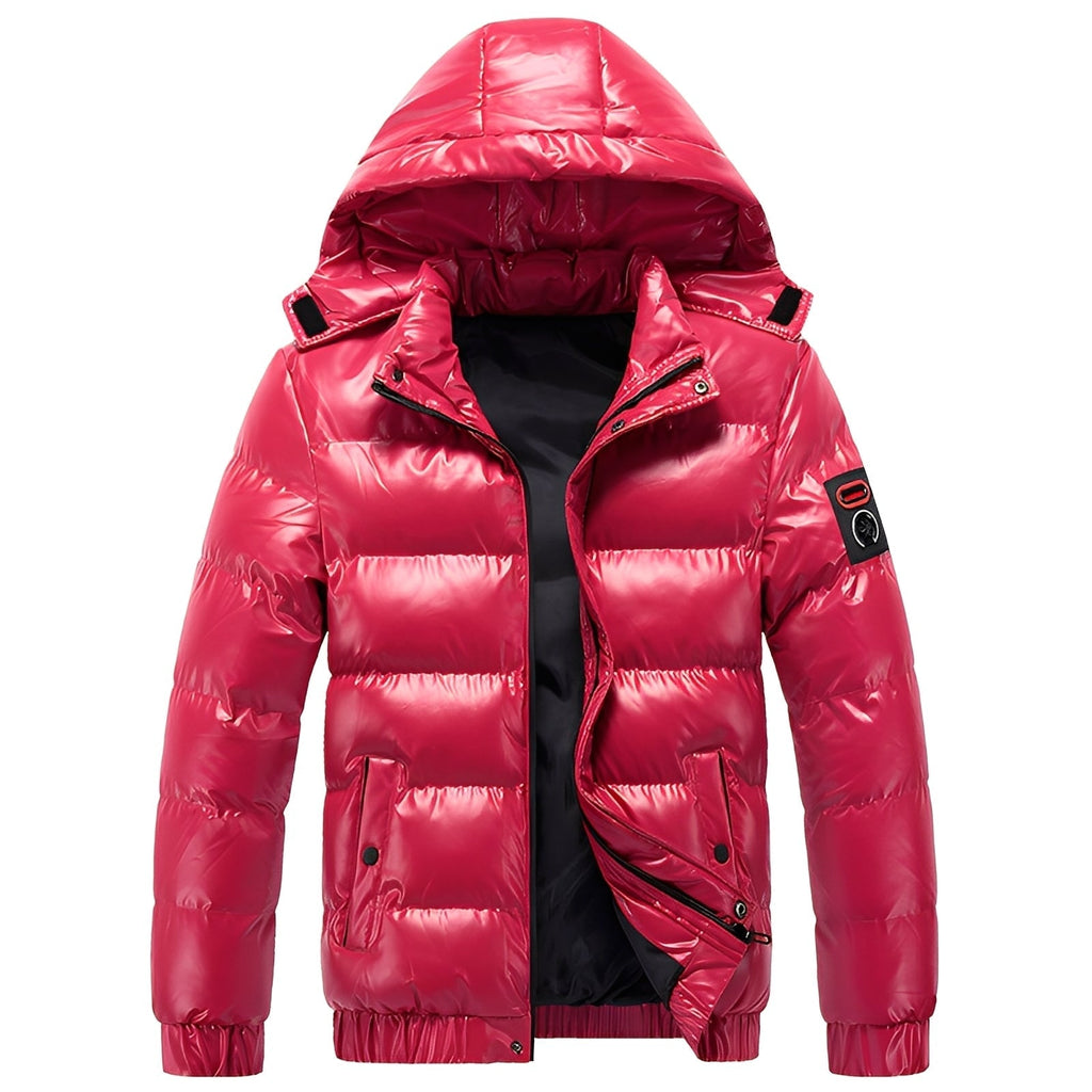 Leon – Glänzende Steppjacke mit Kapuze für Herren