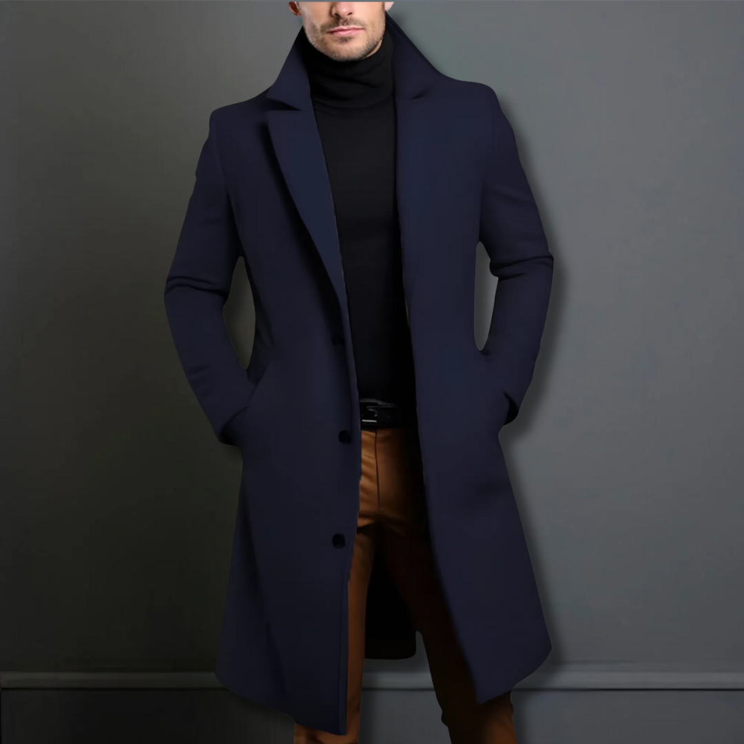 Leon - Herren Wollmantel mit Reverskragen und Knopfleiste Winter