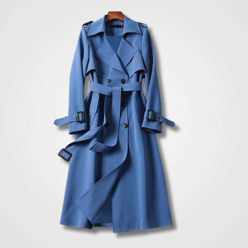 Valentina - Damen wollen Trenchcoat mit Bindegürtel und Doppelreiher