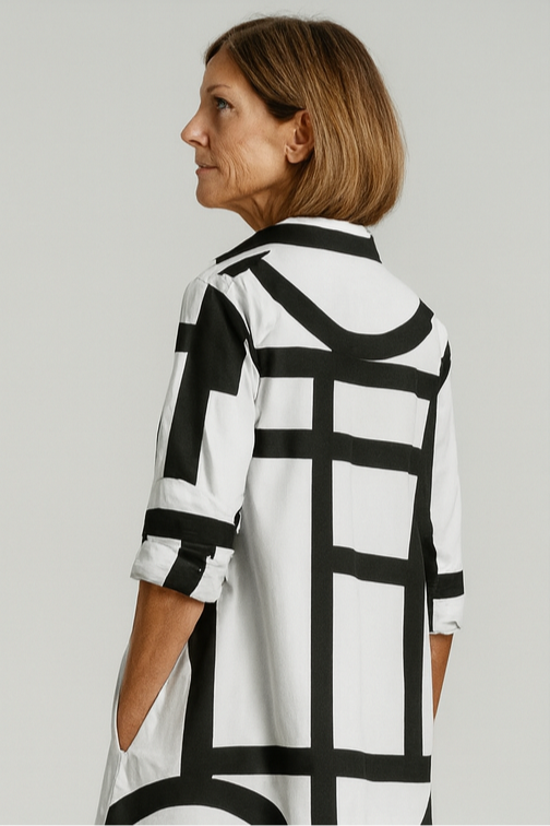 Marlene - Damen Hemdkleid mit grafischem Muste