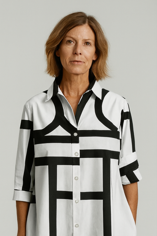 Marlene - Damen Hemdkleid mit grafischem Muste