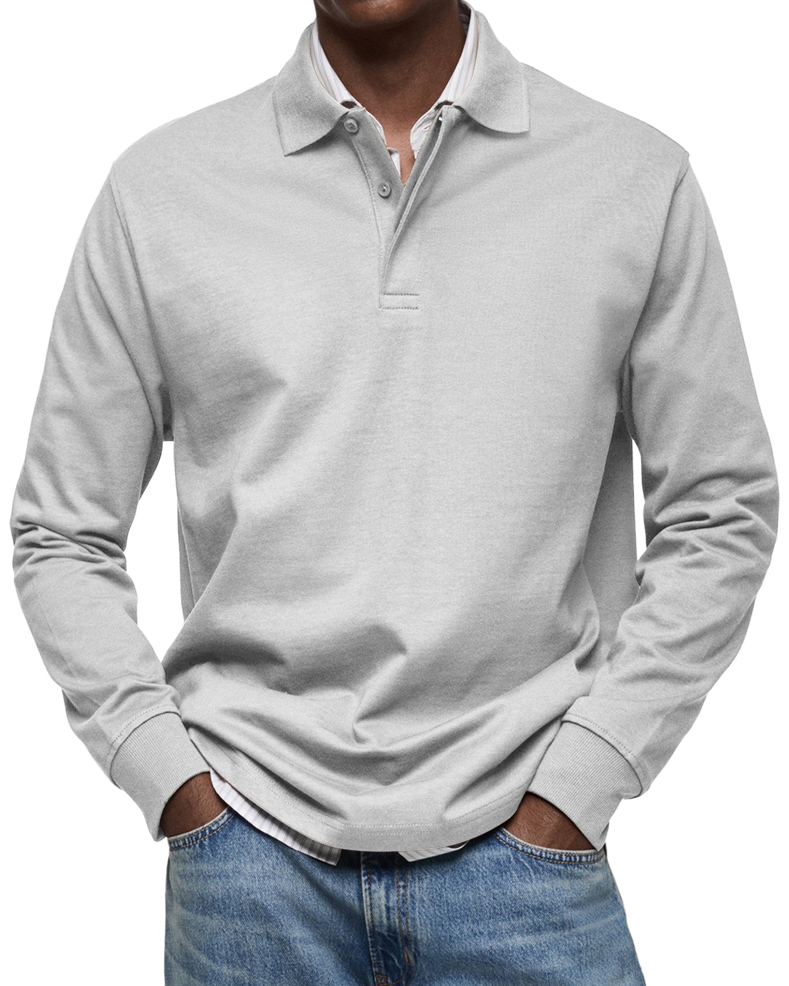 Ethan – Klassisches Herren Langarm-Poloshirt mit Knopfleiste