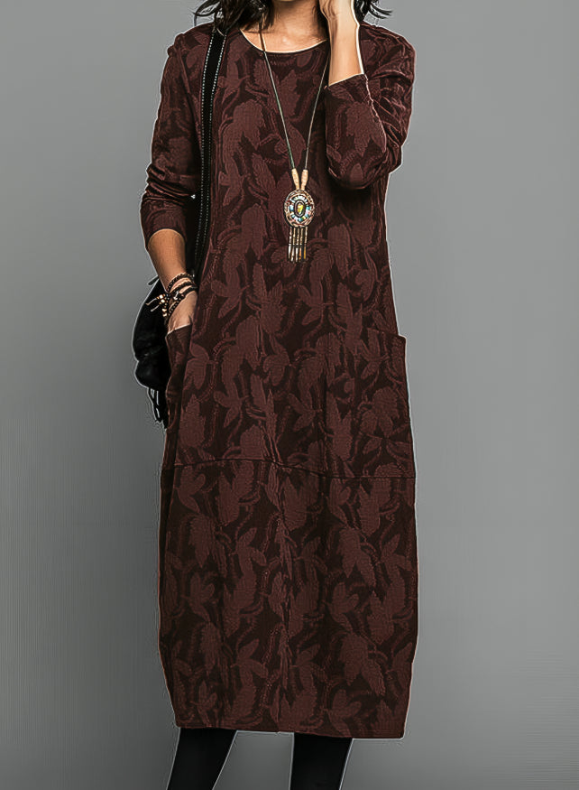 Nora – Gemustertes Midikleid mit lockerem Schnitt Damen