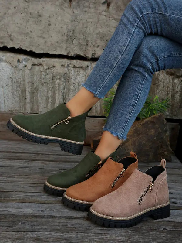 Lena – Robuste Zip-Chelsea-Stiefeletten Damen