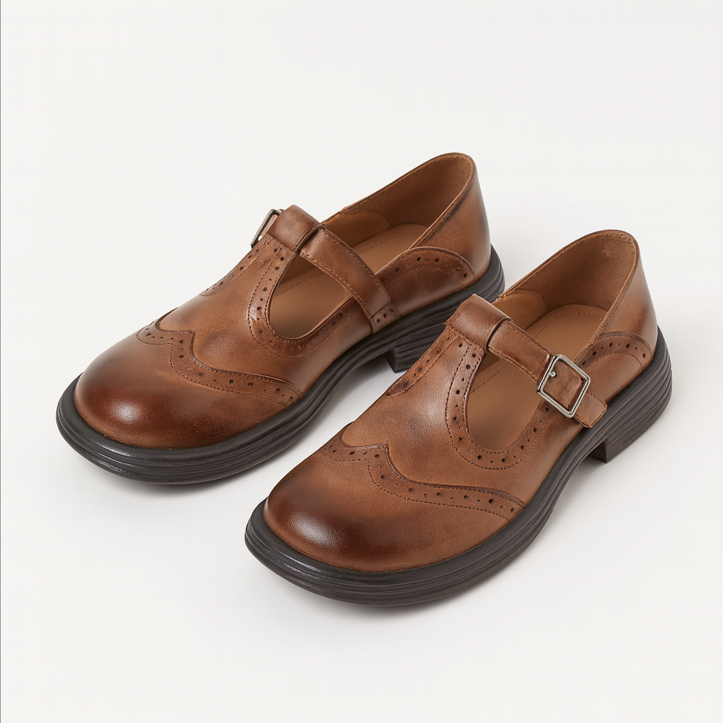 Lena – Klassische Mary Jane Schuhe mit Broguing-Details