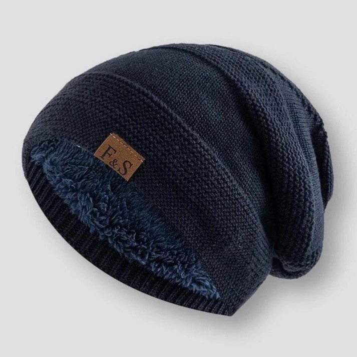 Finn – Gefütterte Strickmütze mit Umschlag Unisex