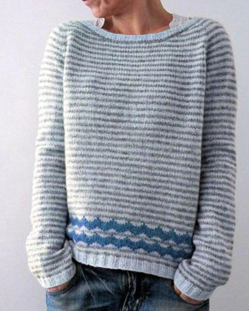 Lina - Damen Kaschmir Strickpullover mit buntem Norwegermuster Winter