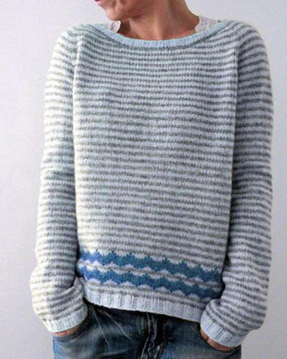 Lina - Damen Kaschmir Strickpullover mit buntem Norwegermuster Winter