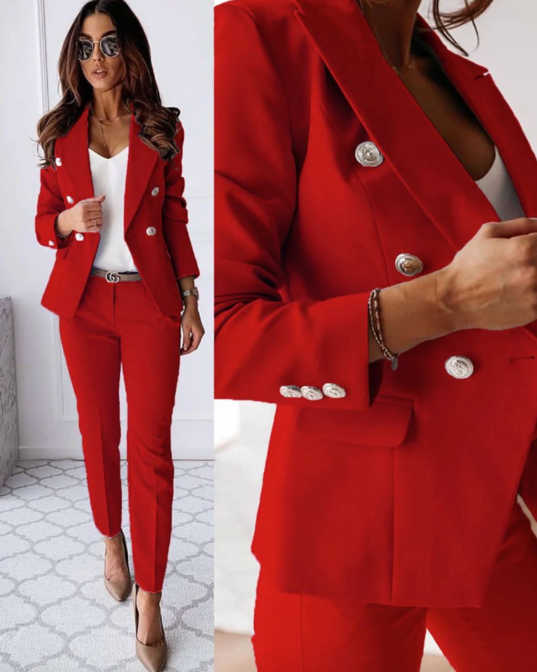 Blazer Damen mit tailliertem Schnitt und dekorativen Knöpfen | A&B - 4 - Annoboutique