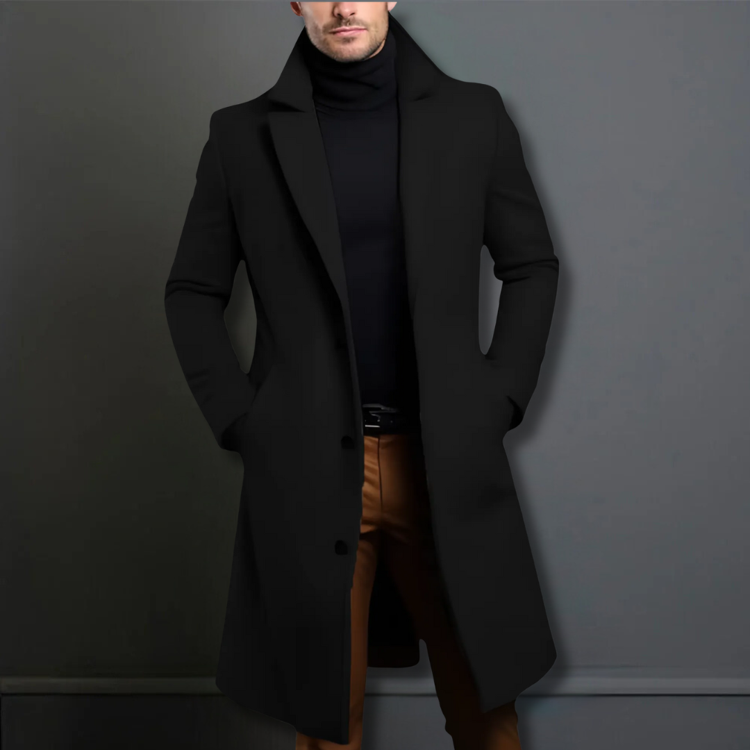 Leon - Herren Wollmantel mit Reverskragen und Knopfleiste Winter