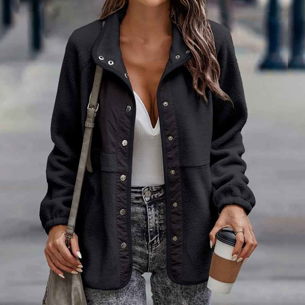 Liv - Damen Fleecejacke mit Druckknöpfen und Stehkragen