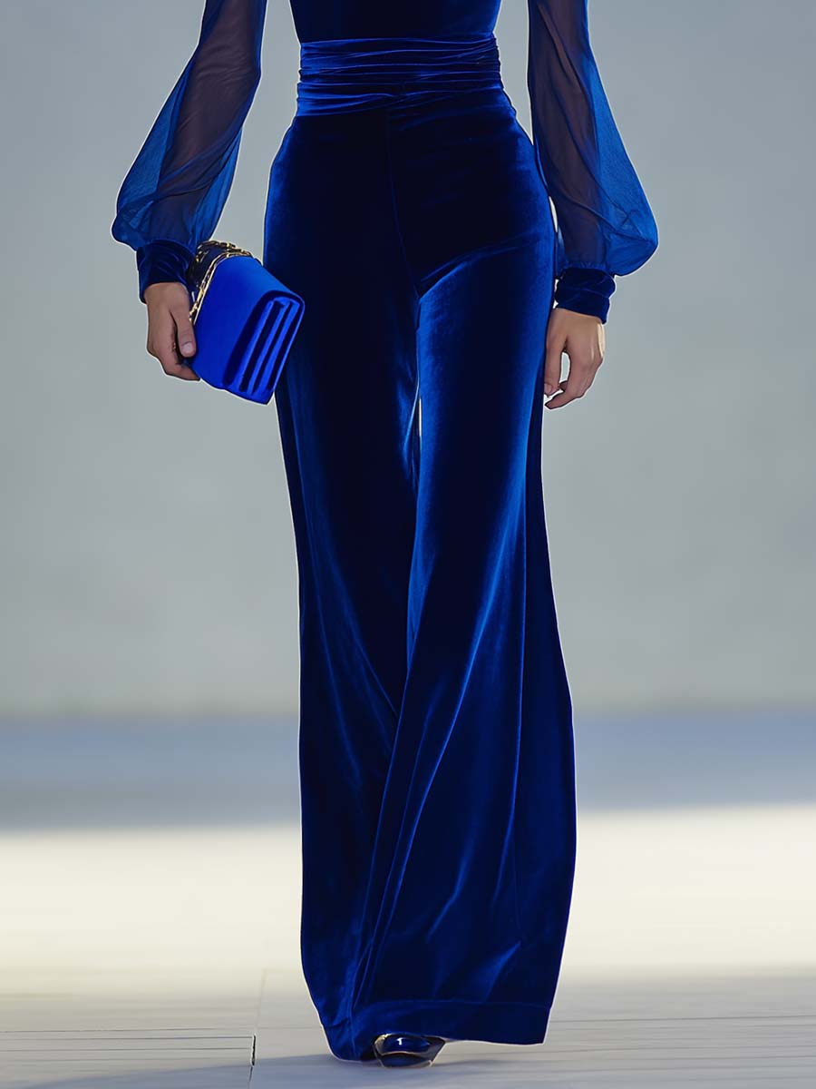 Elena – Eleganter Samt Jumpsuit mit V-Ausschnitt