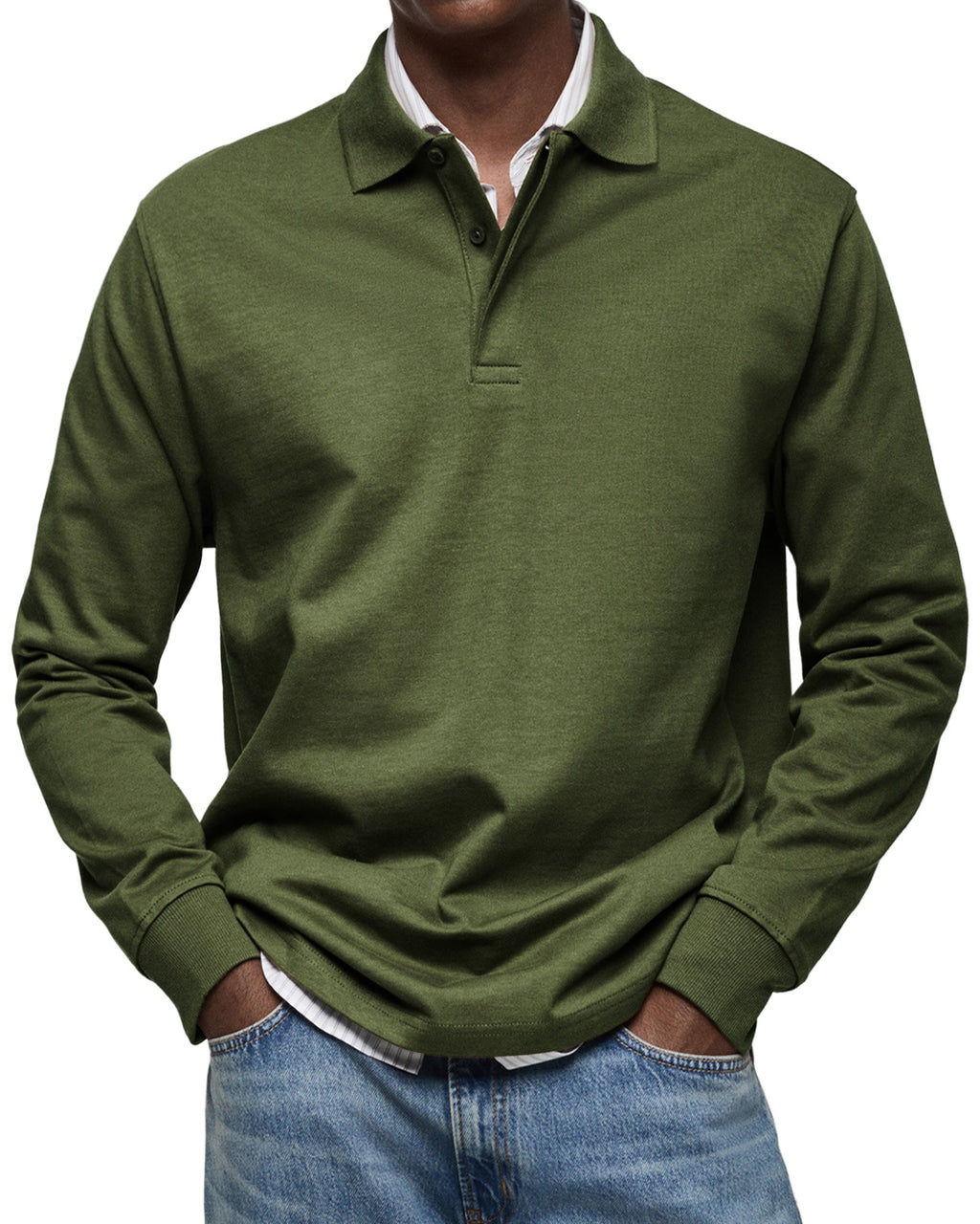Leonardo - Herren Poloshirt langarm mit Knopfleiste