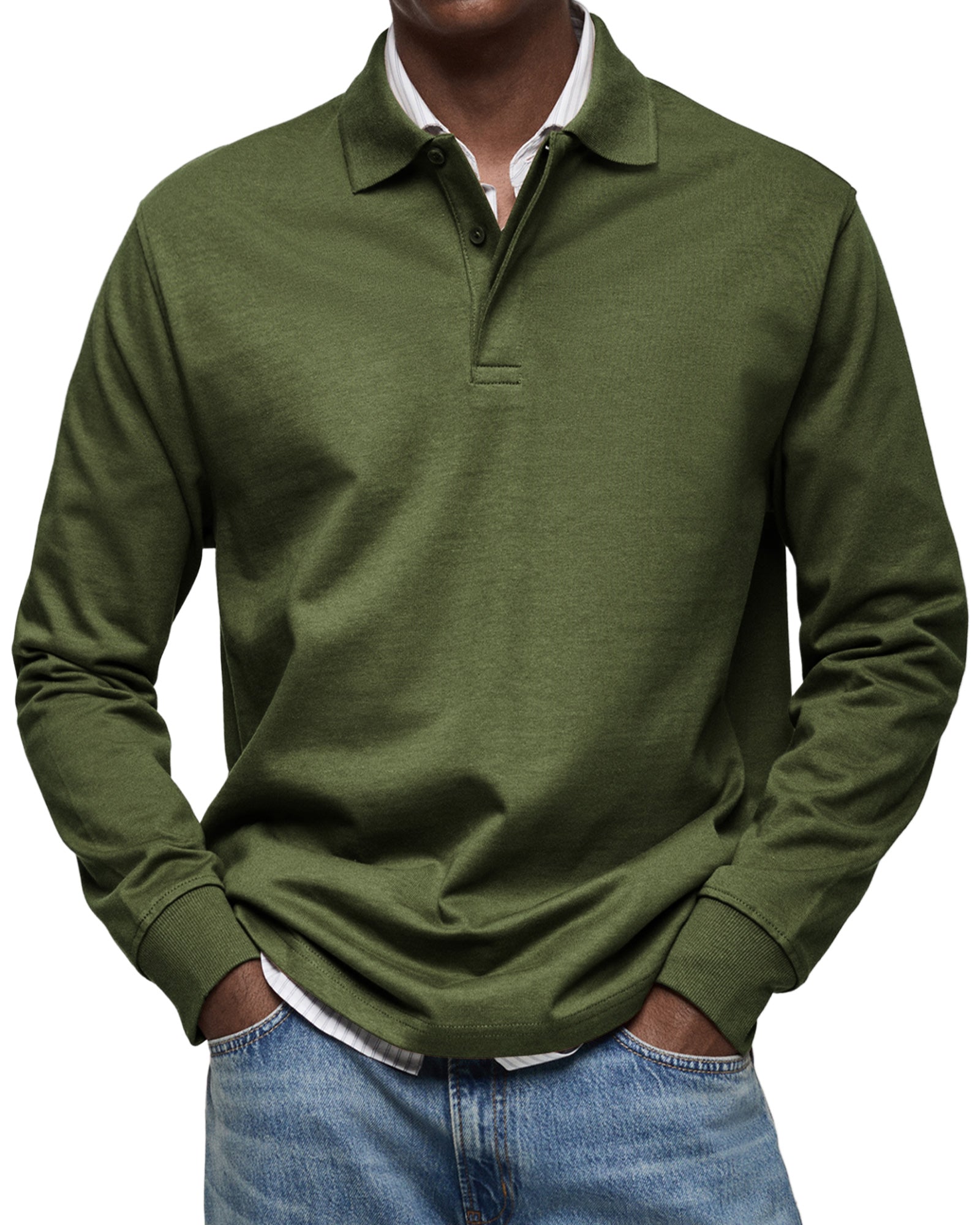 Leonardo - Herren Poloshirt langarm mit Knopfleiste