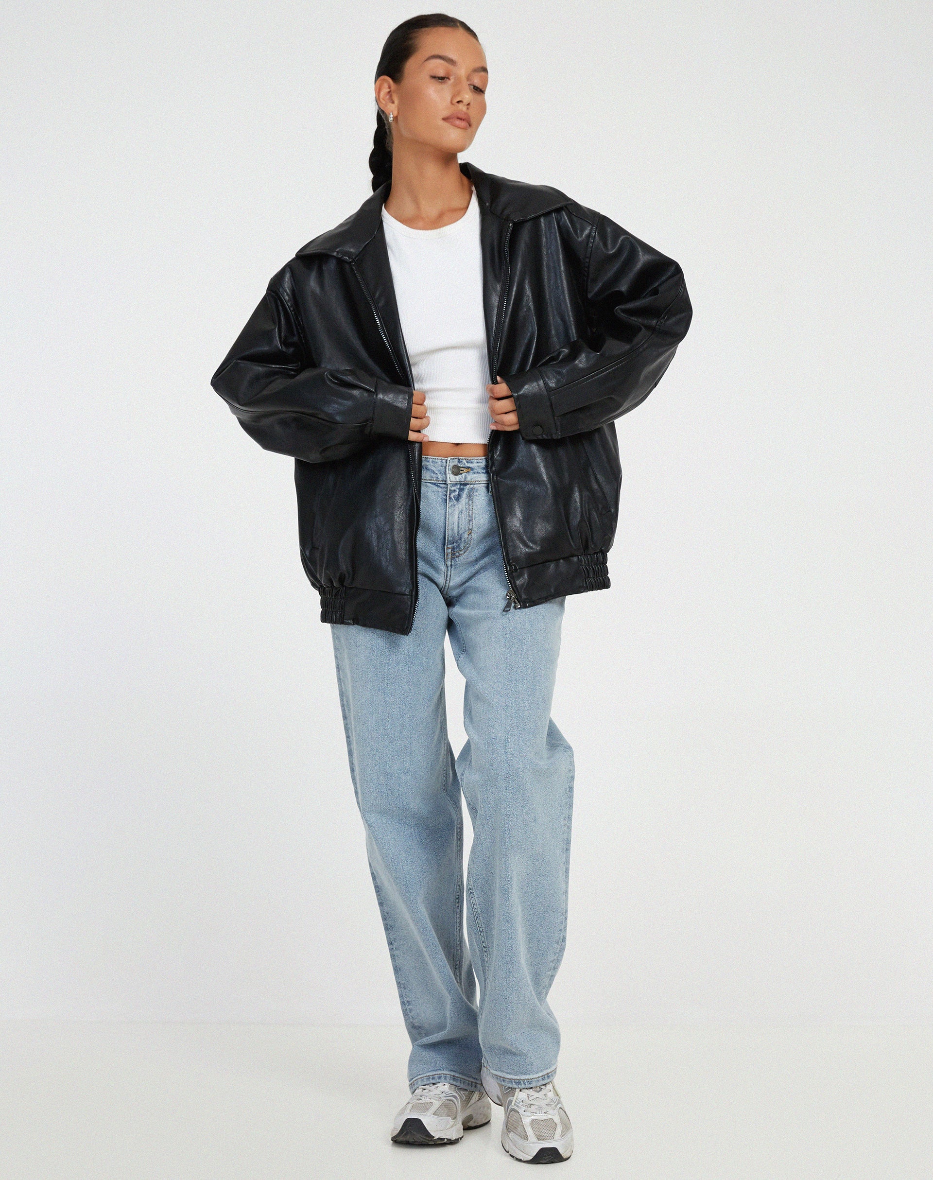 Isabela – Oversize-Kunstlederjacke für Damen