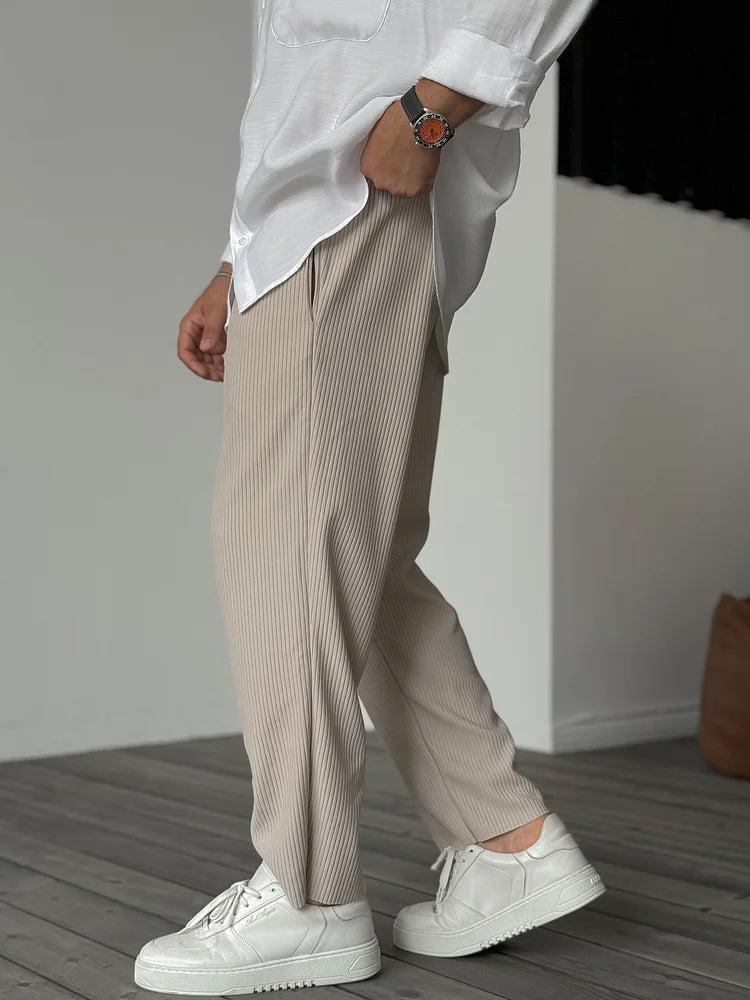 Elias – Herren Stoffhose mit geradem Schnitt und elastischem Komfortbund