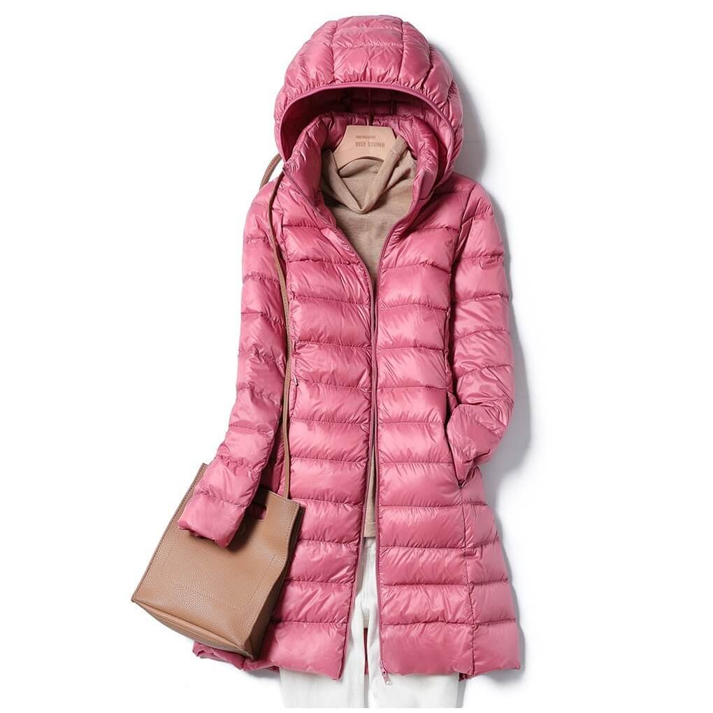 Lina - Damen Steppmantel mit Kapuze langarm Winter