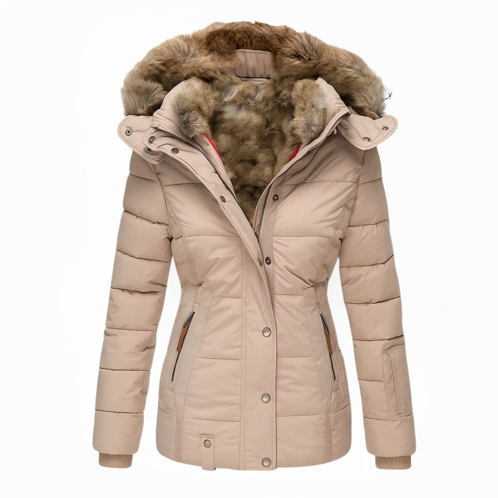 Lena – Gefütterte Winterjacke mit Fellkapuze im modernen Damen-Look