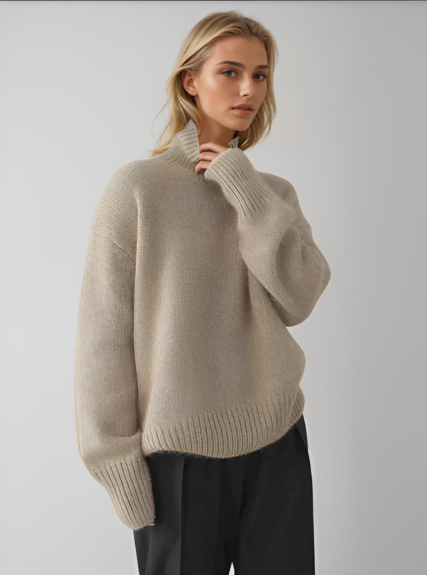 Clara – Damen Strickpullover Rollkragen locker geschnitten