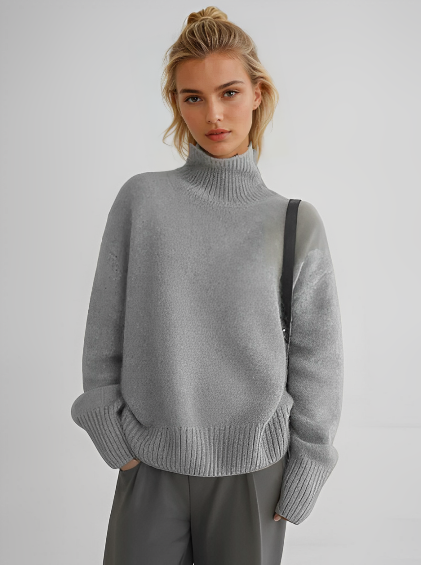 Clara – Damen Strickpullover Rollkragen locker geschnitten