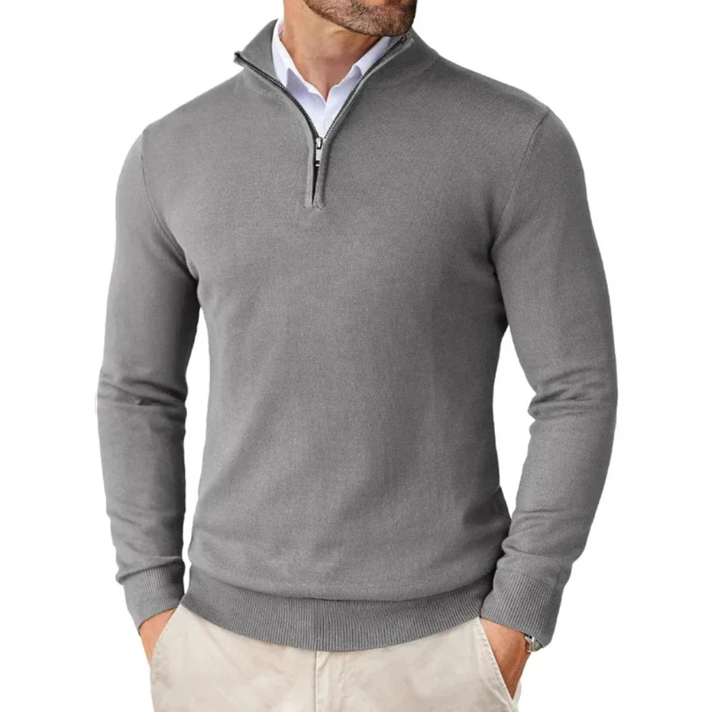 Adrian – Herren Pullover mit Reißverschluss Stehkragen