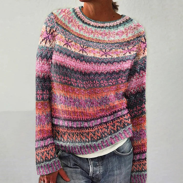Sophie – Damen Strickpullover mit nordischem Muster