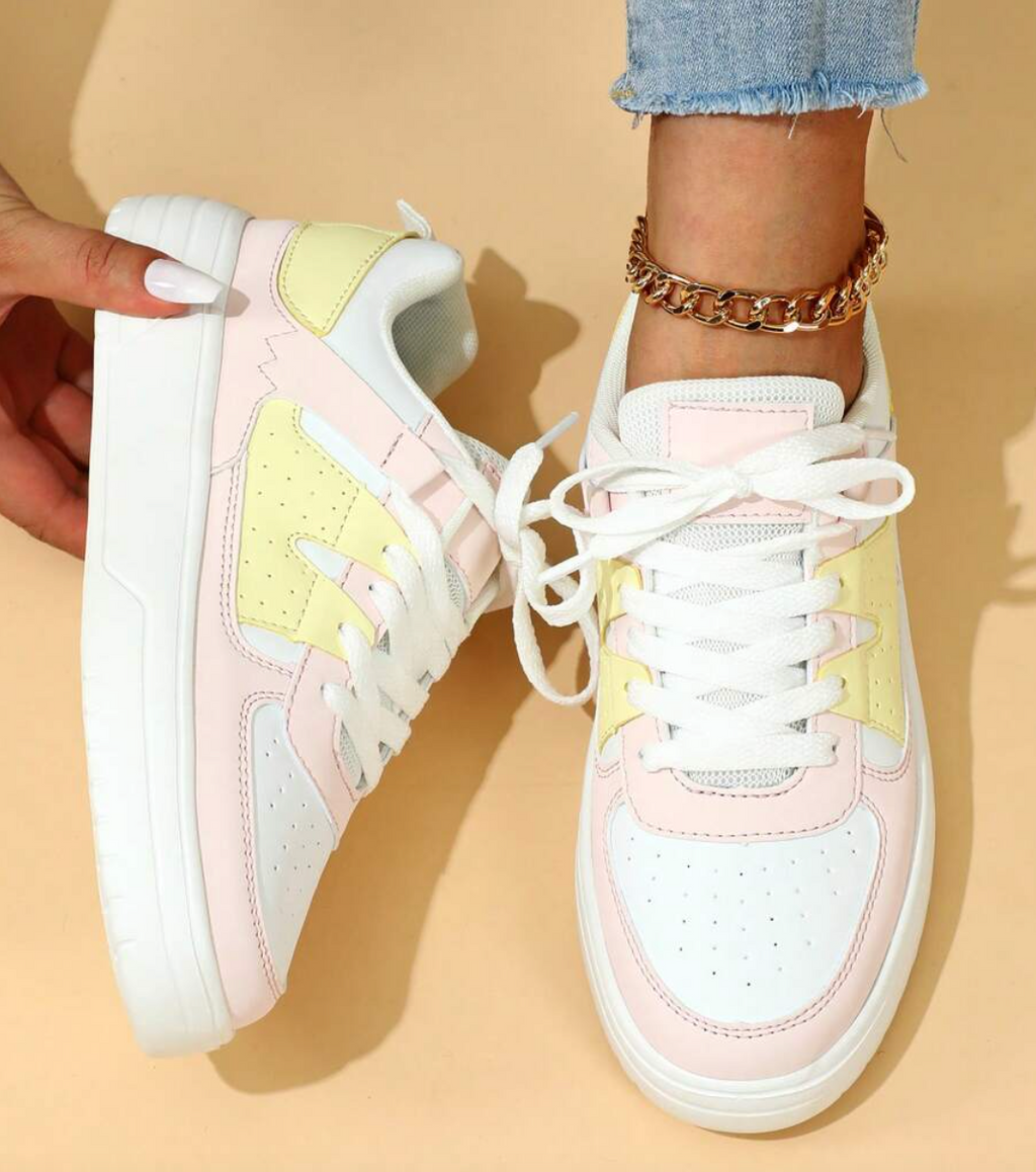 Weiß und Pink Sneakers für Damen