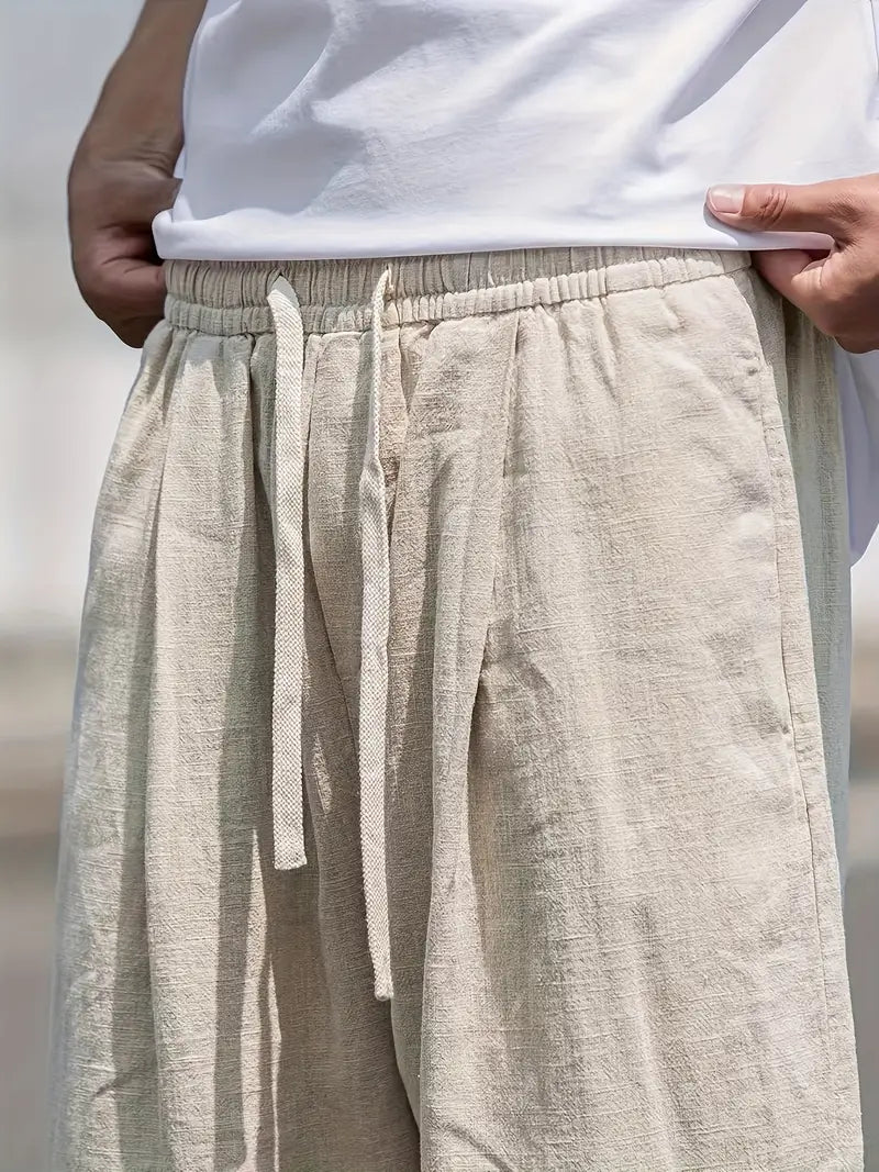 Felix – Locker geschnittene Leinenhose mit Kordelzug