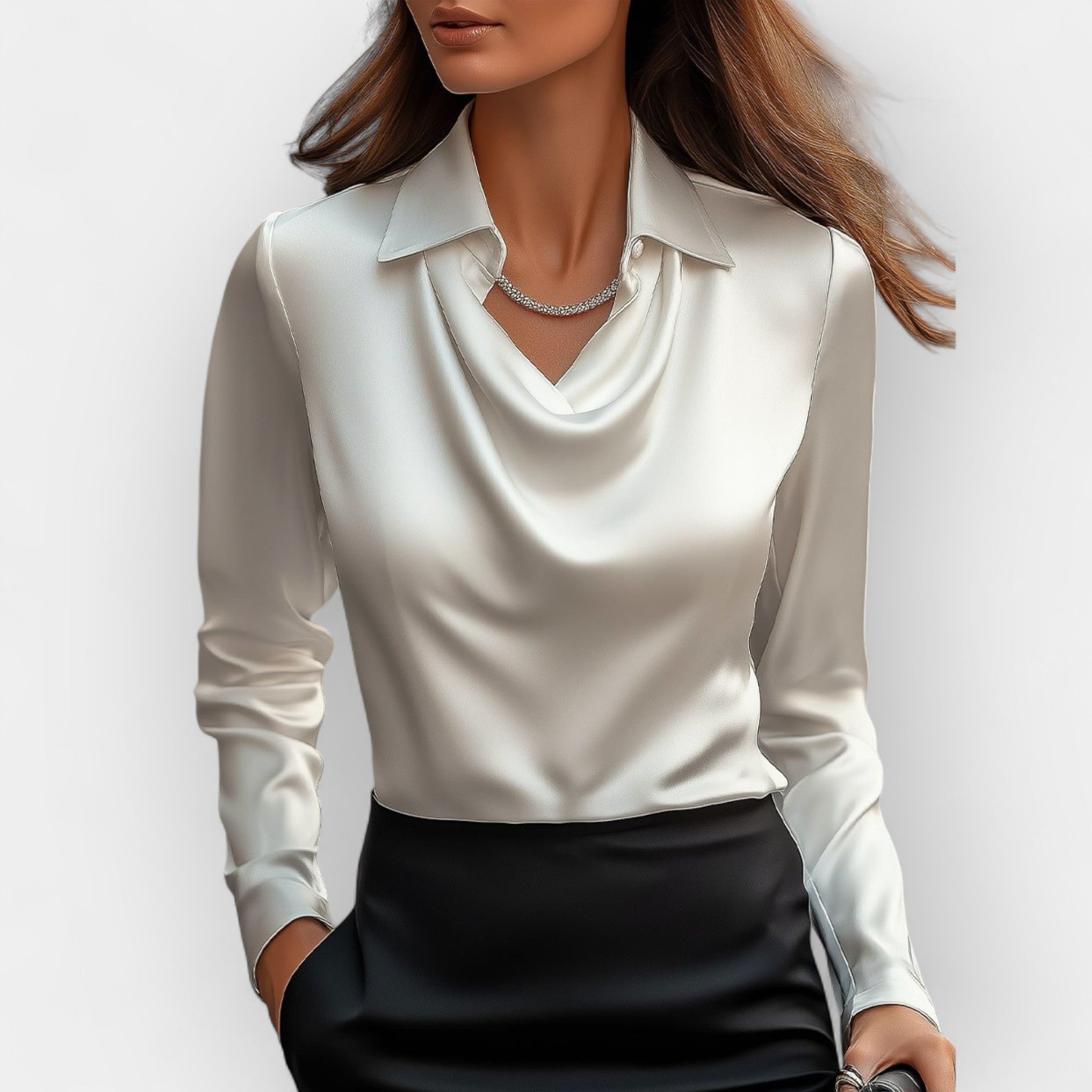 Sofia – bluse mit Wasserfallkragen Damen