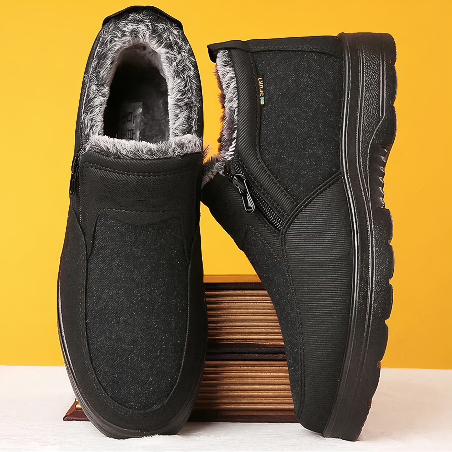 Leandro - Herren Winterstiefel mit Reißverschluss und Fellfutter