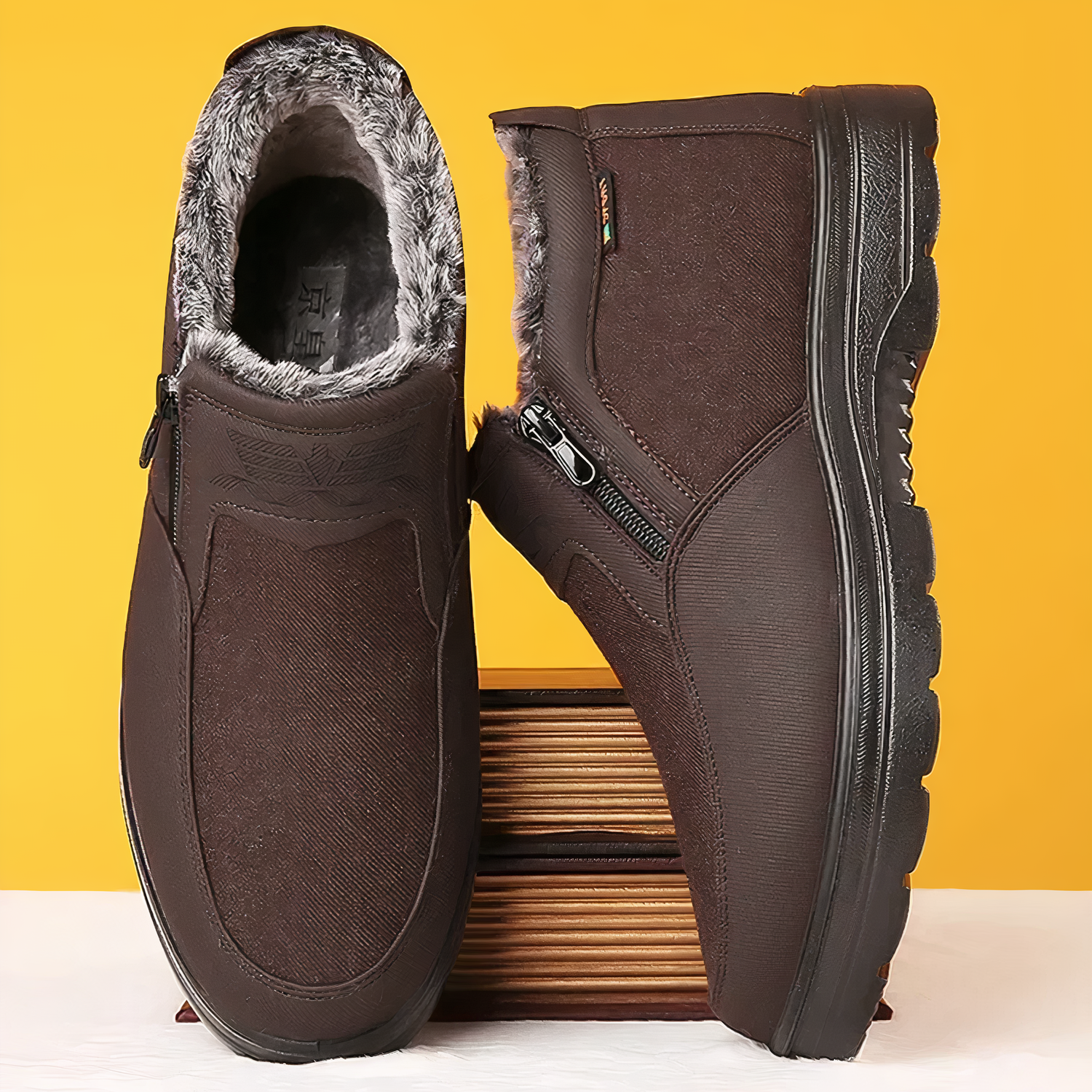 Leandro - Herren Winterstiefel mit Reißverschluss und Fellfutter