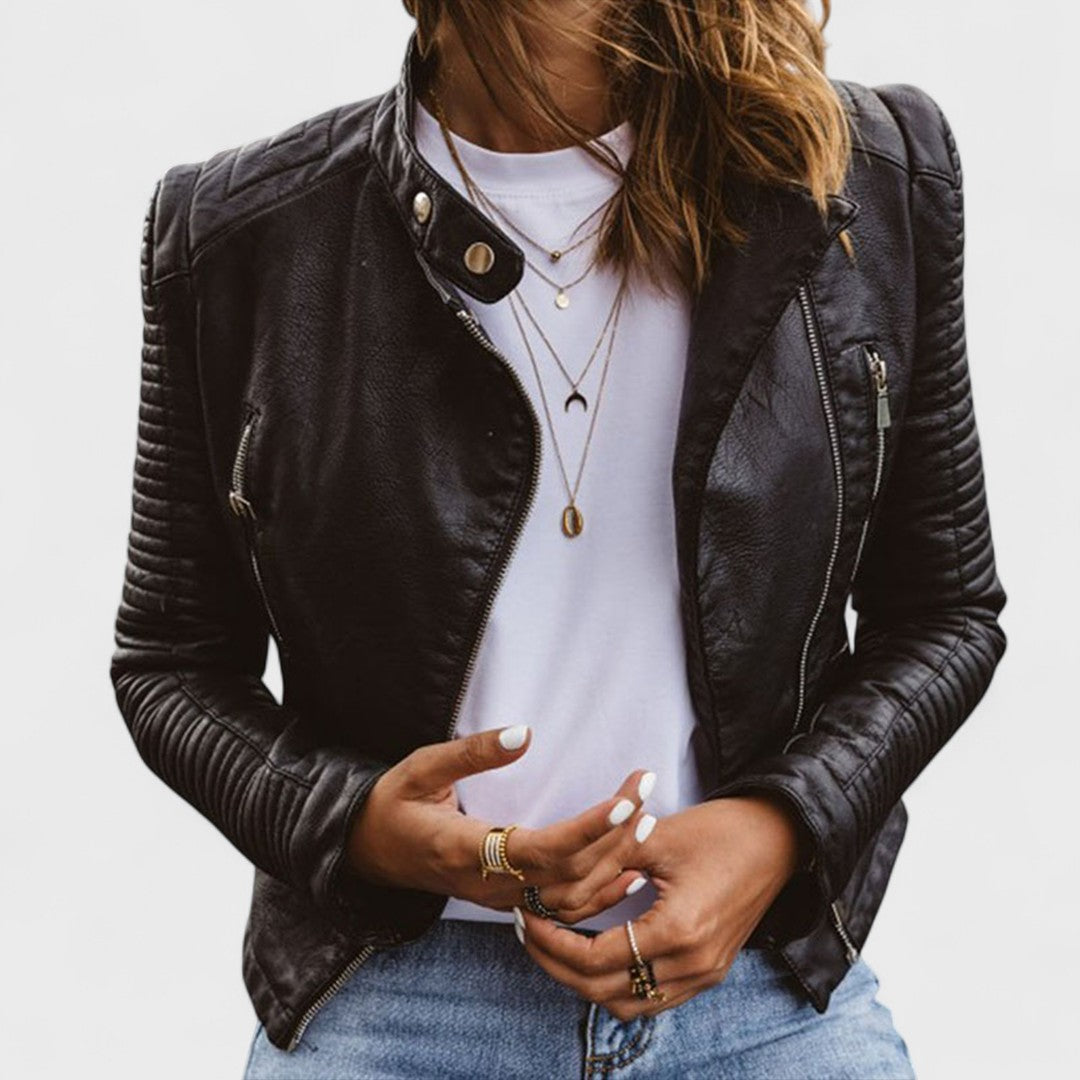 Noelia - Damen Bikerjacke aus Kunstleder