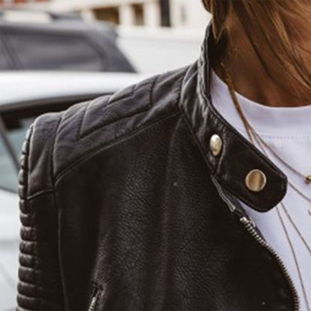 Elena – Damen Lederjacke Bikerstil mit Reißverschluss