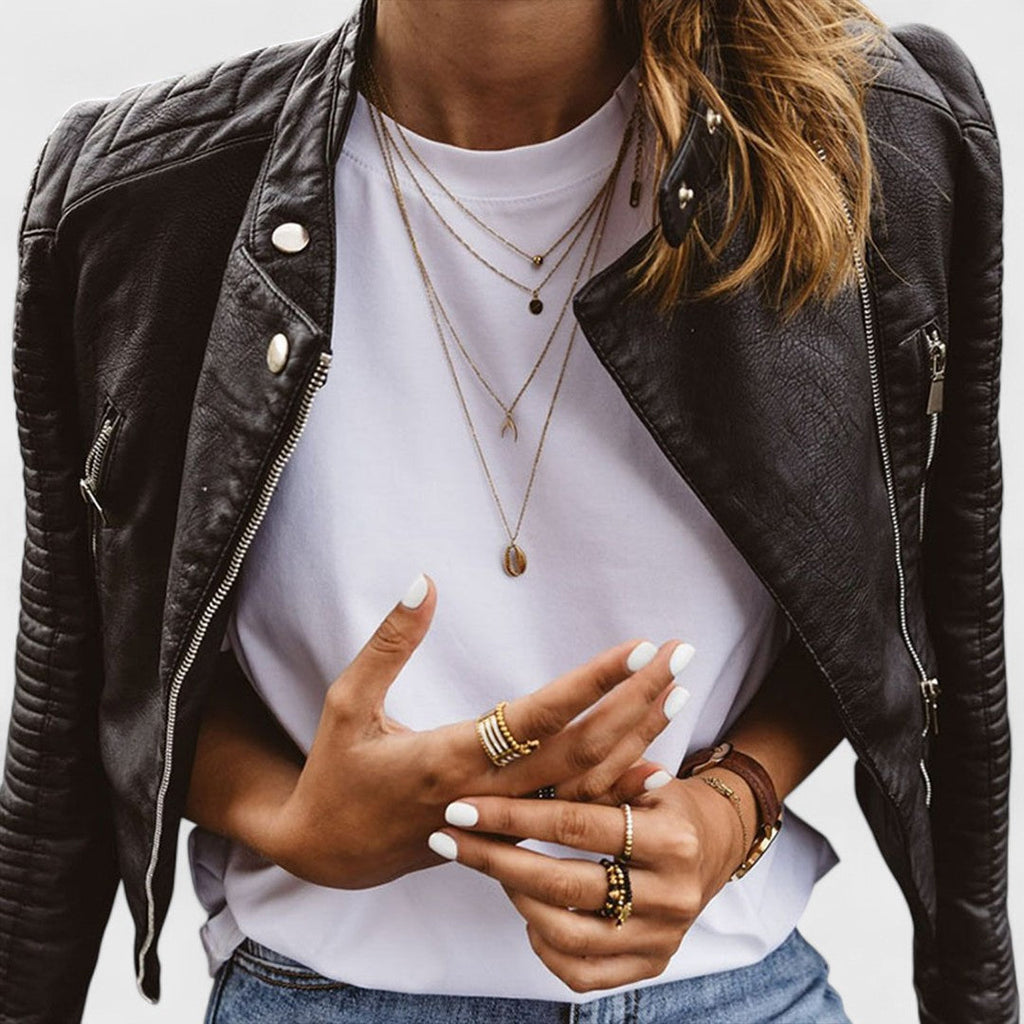 Noelia - Damen Bikerjacke aus Kunstleder