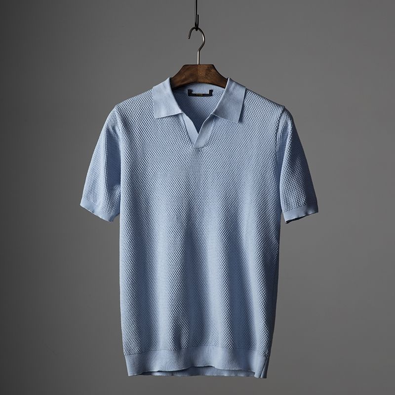 James – Herren Struktur Strickpolo Mit Kurzarm