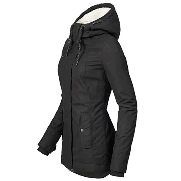 Elina – Damen Parka Winterjacke mit Fellfutter und Kapuze