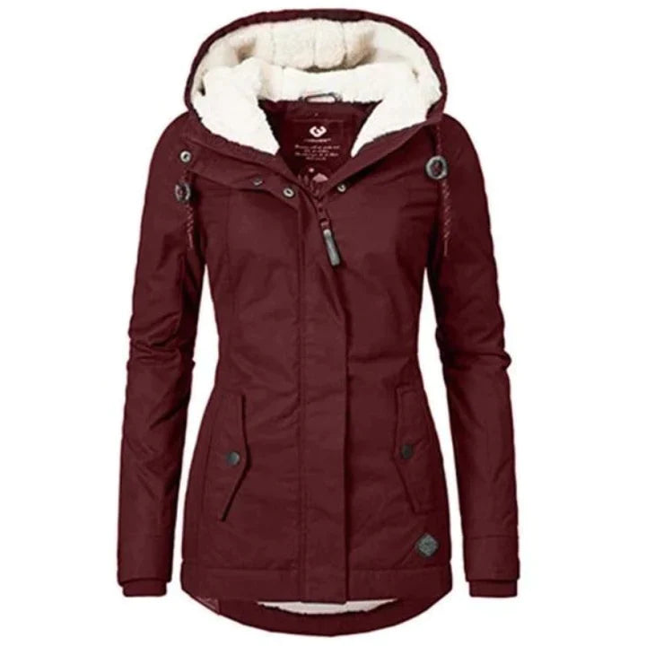 Elina – Damen Parka Winterjacke mit Fellfutter und Kapuze