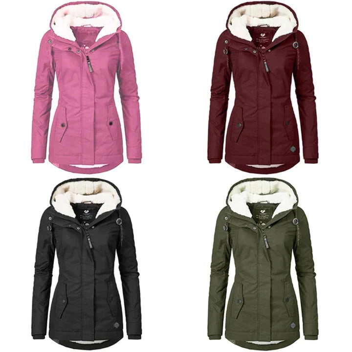 Elina – Damen Parka Winterjacke mit Fellfutter und Kapuze