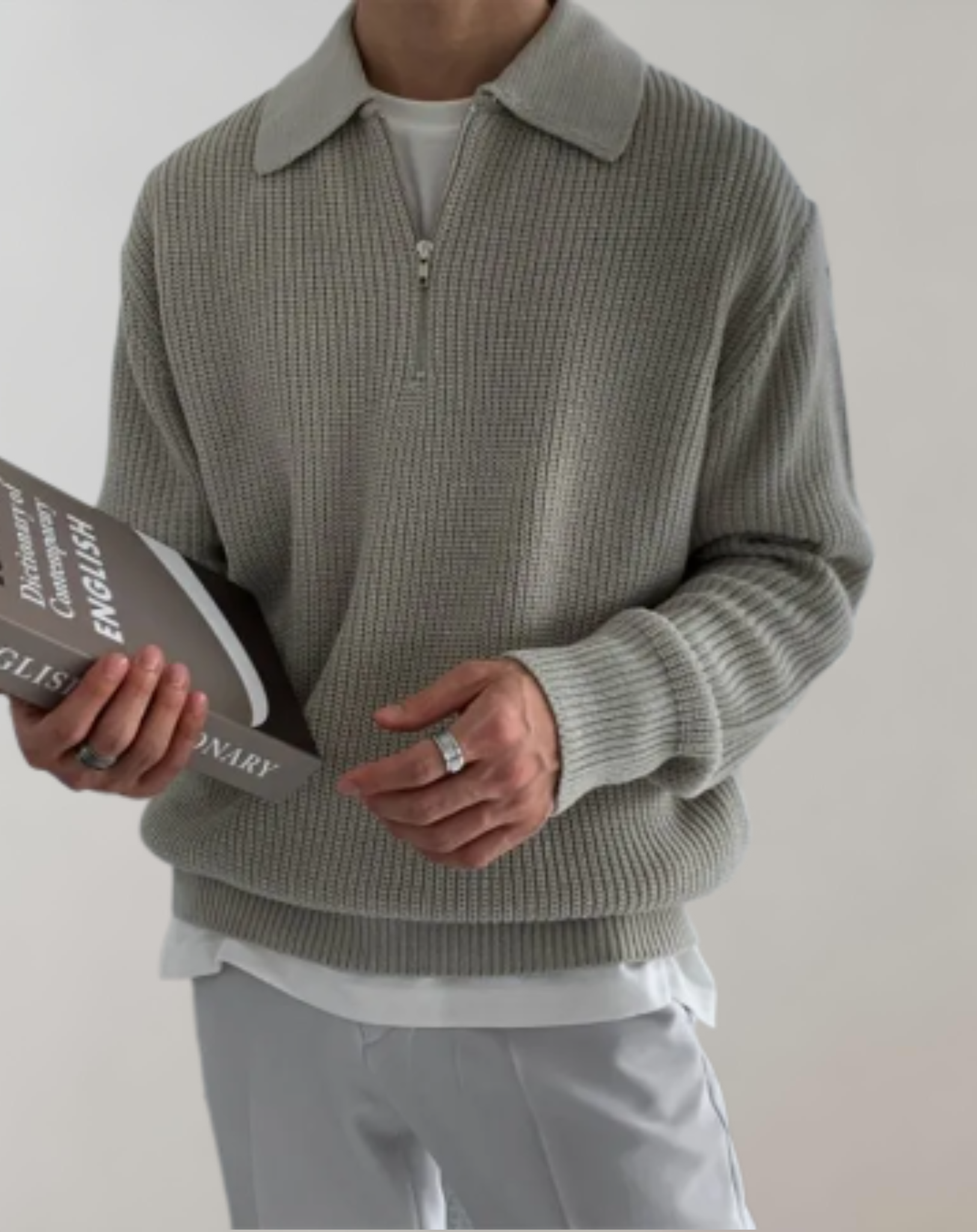 Leon – Strickpullover mit halbem Reißverschluss für Herren