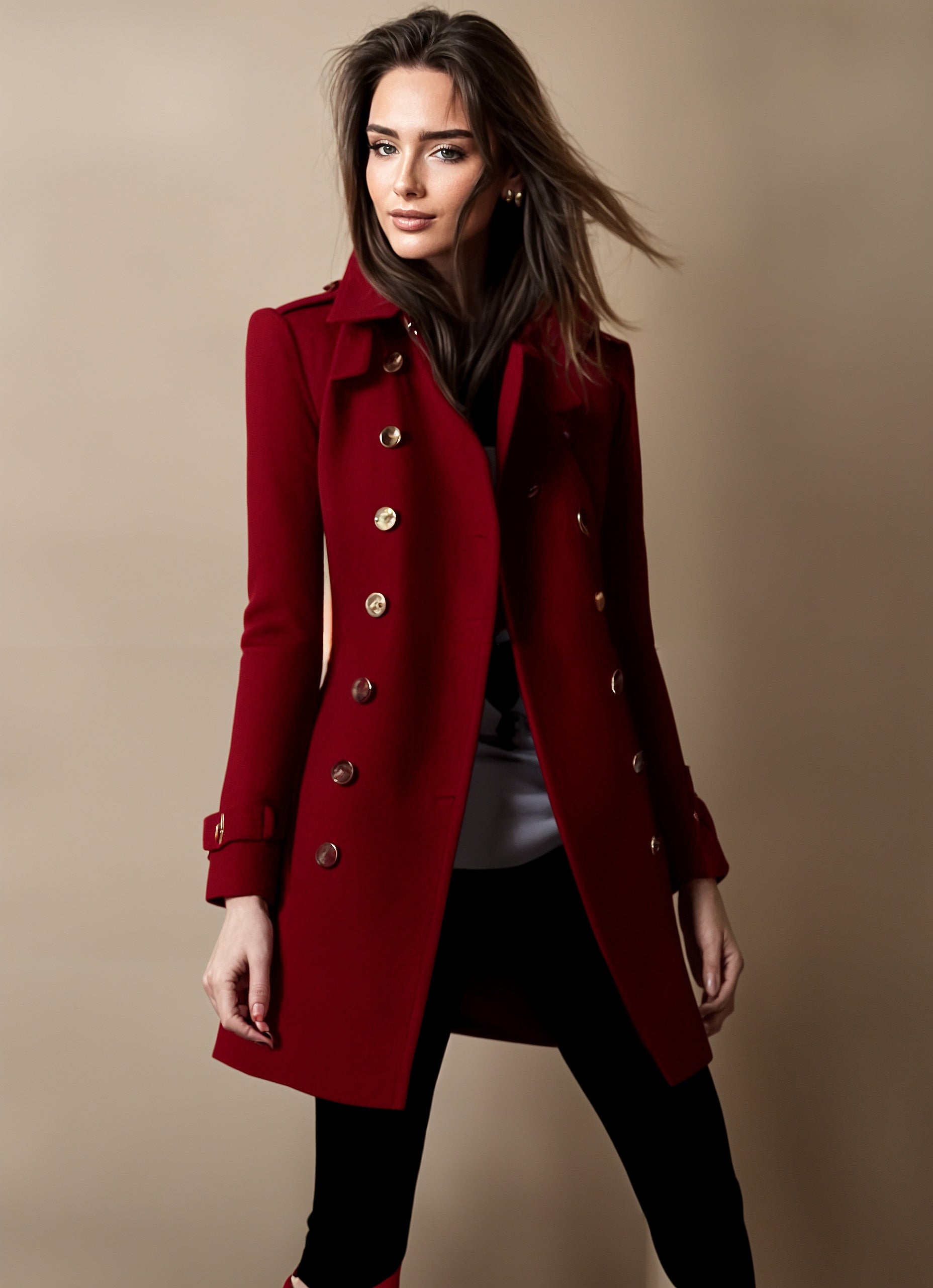 Sofia – Eleganter Damen-Mantel im taillierten Military-Stil
