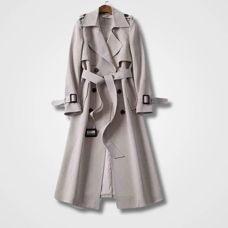 Valentina - Damen wollen Trenchcoat mit Bindegürtel und Doppelreiher