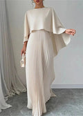 Daniela - Damen Abendkleid mit Cape-Optik und Plisseerock