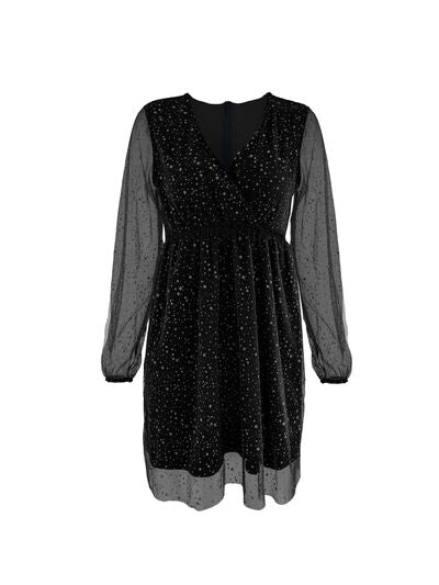Amira – Damen Glitzerkleid Cocktailkleid mit V-Ausschnitt
