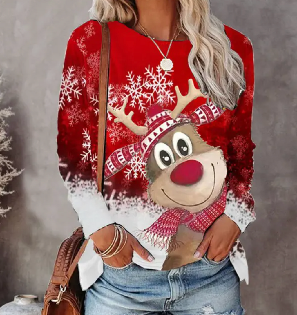 Mira – Verspielter Rentier-Print Damen Sweatshirt