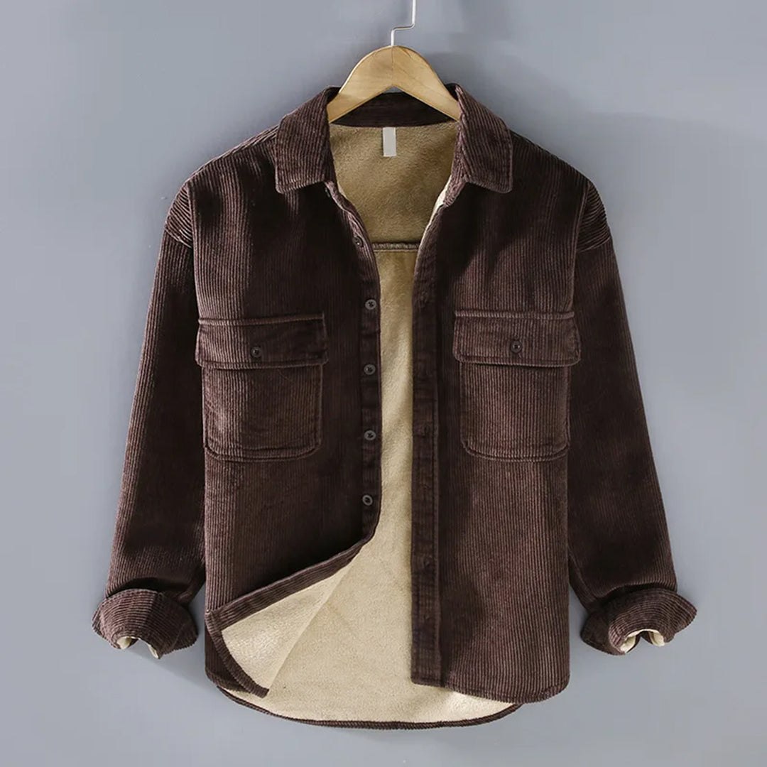 Modische Herren Cordjacke mit Knopfverschluss und praktischen Taschen - J&B - 3 - Annoboutique