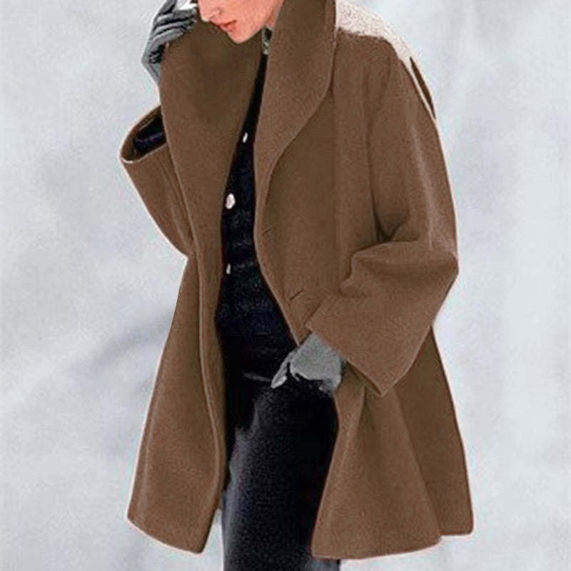 Vivienne – Damen Wolle Wintermantel  mit weitem Reverskragen
