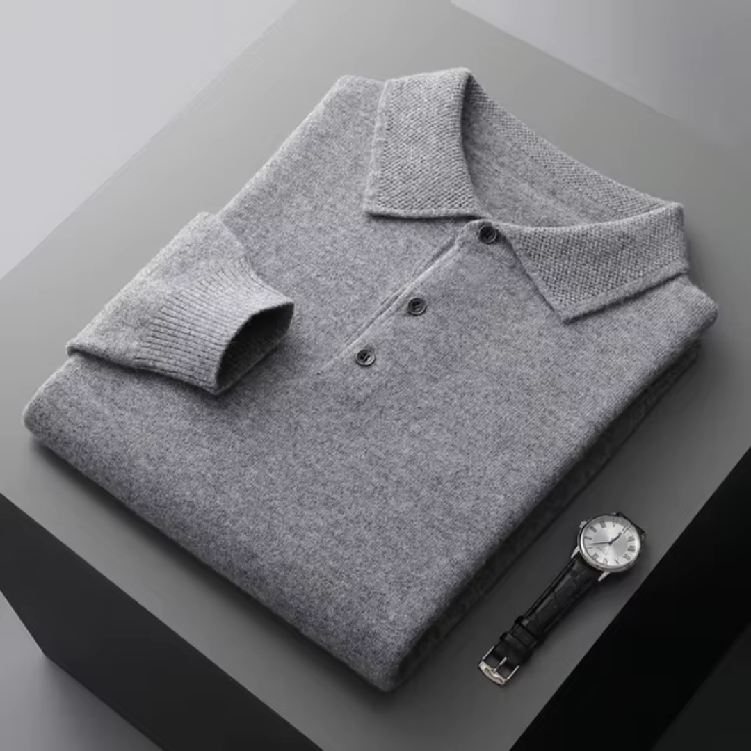 Alonso - Herren Pullover mit Polokragen und Knopfleiste