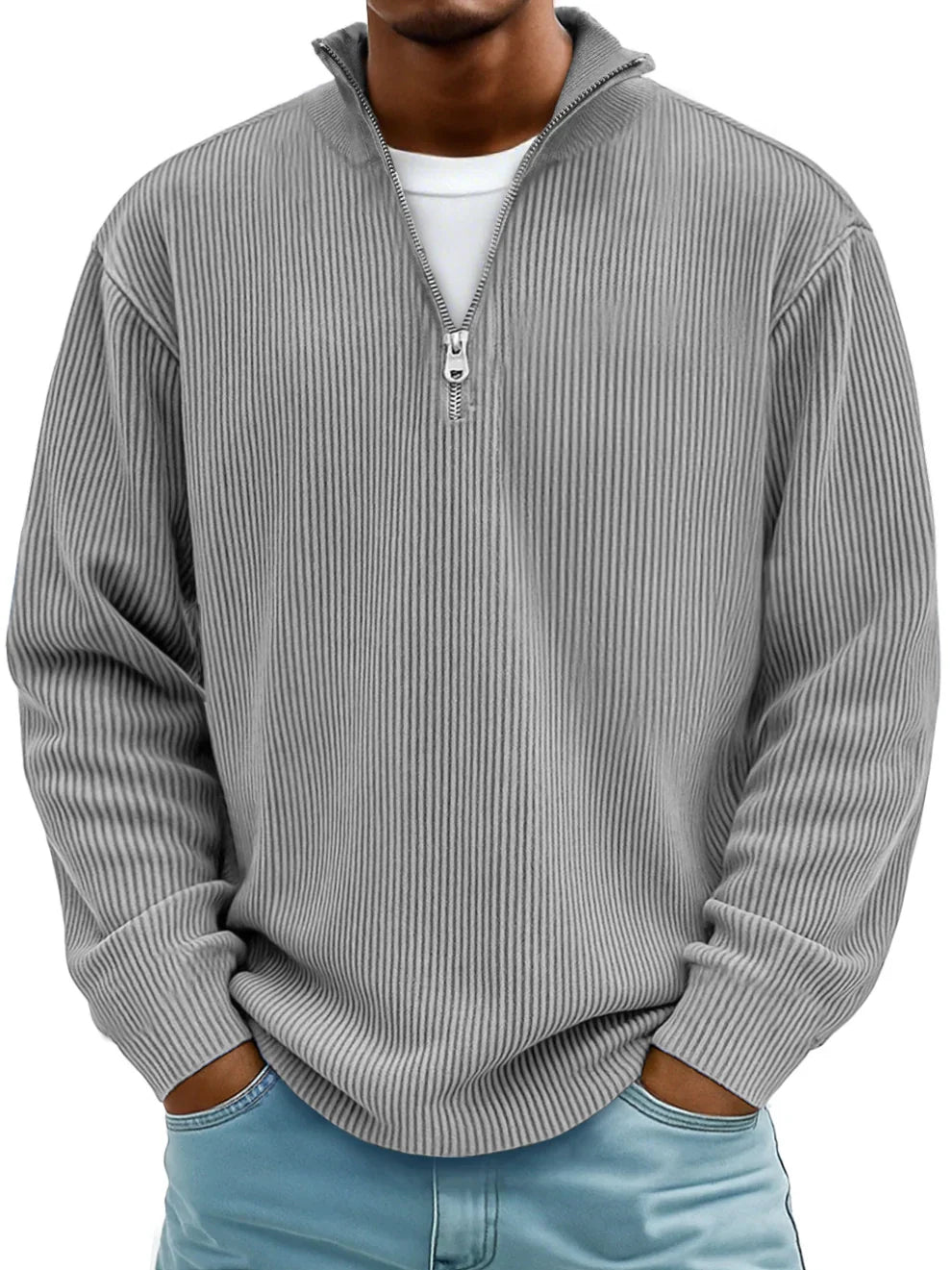 Tomasz – Herren Strickpullover mit Reißverschlusskragen