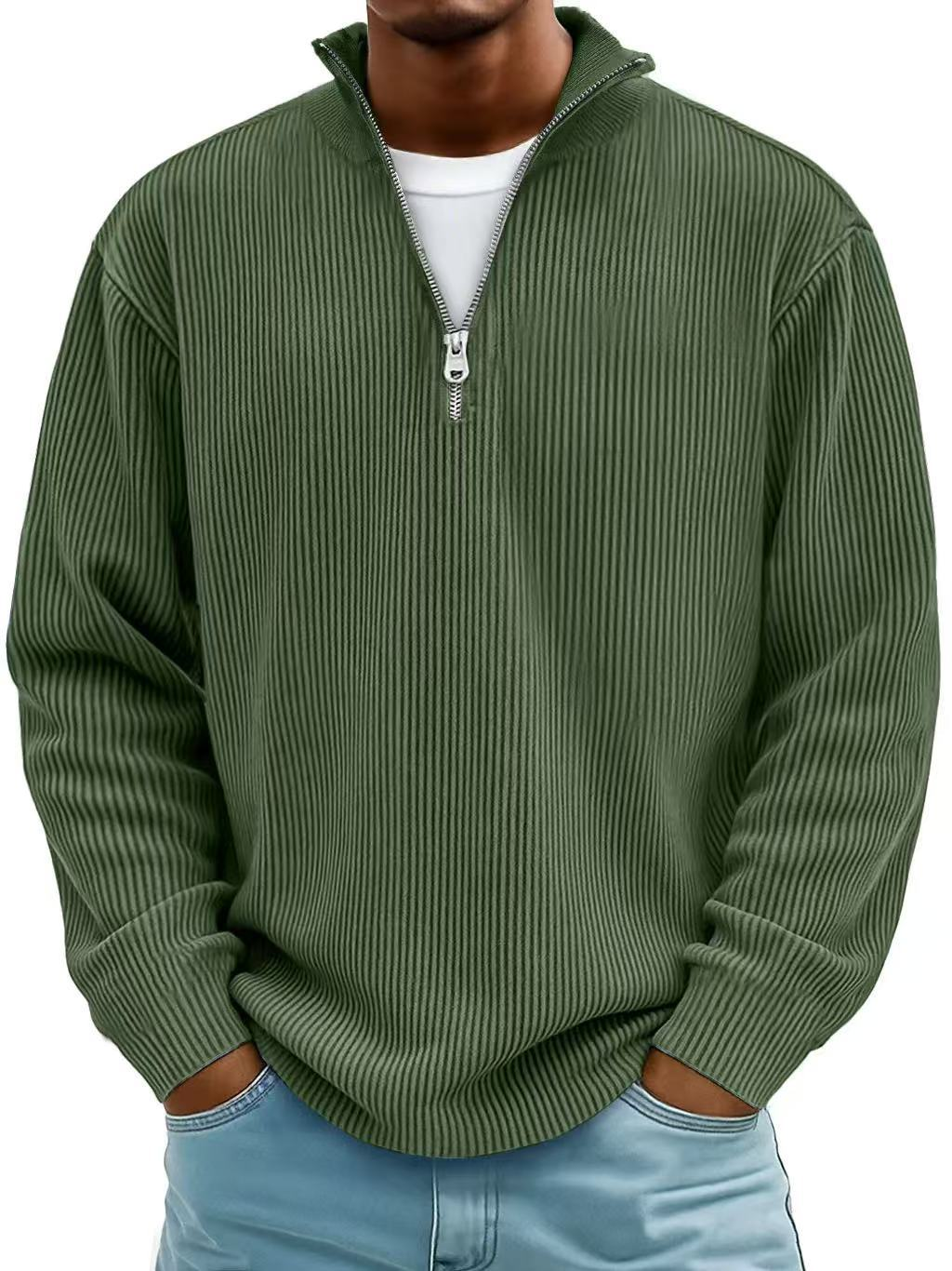 Theo – Gerippter Half-Zip-Strickpullover für Herren